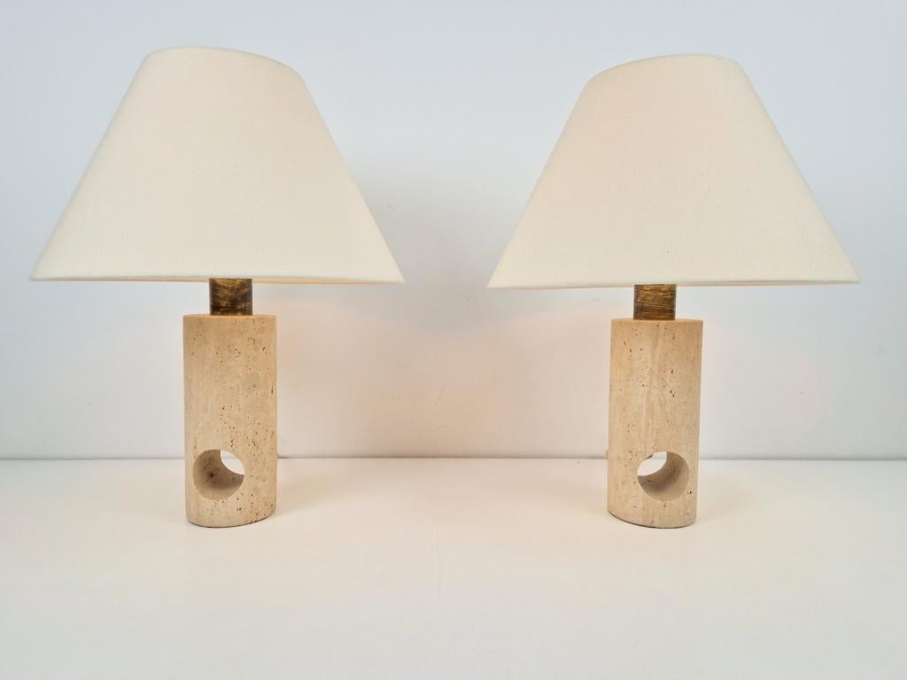 2 x Vintage fratelli mannelli tafellamp travertijn Italy ´70, N, Overige materialen, Ophalen of Verzenden, N