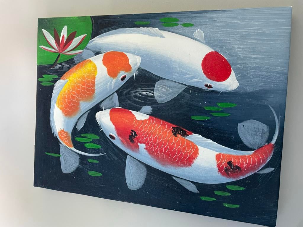 Schilderij met Koi Karpers, Ophalen of Verzenden