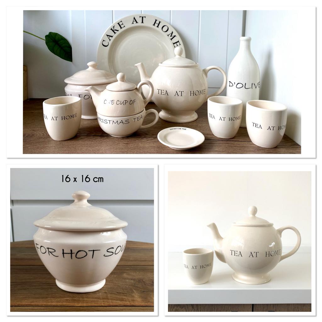 Riviera Maison Serviesgoed 'Cake at Home' en 'Salad Nicoise', Ophalen of Verzenden, Zo goed als nieuw, Bord(en), Overige stijlen