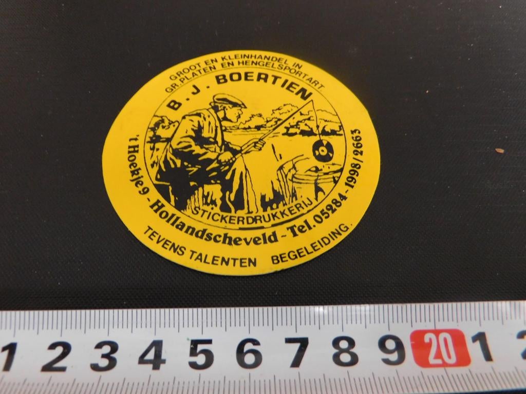 sticker hengelsport bj boertien 't hoekje hollandscheveld, Ophalen, Zo goed als nieuw