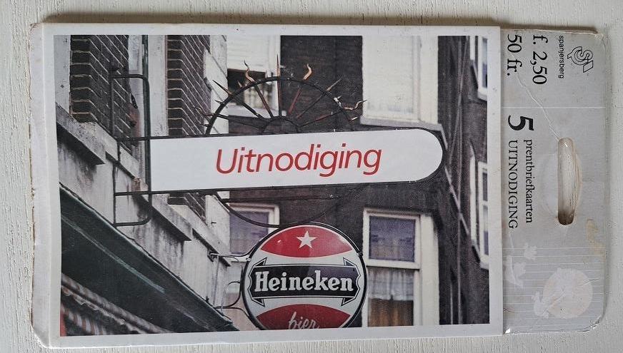 Heineken Prentbriefkaarten: Uitnodiging 5 st., Ophalen of Verzenden, Zo goed als nieuw, Reclamebord, Plaat of Schild, Heineken