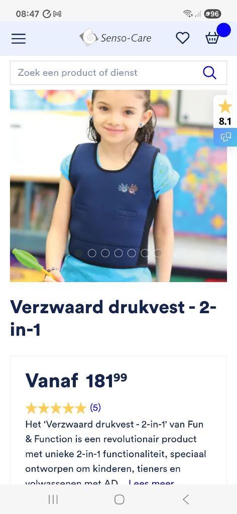 Drukvest kind autisme maat S – z.g.a.n., Diversen, Verpleegmiddelen, Zo goed als nieuw, Ophalen