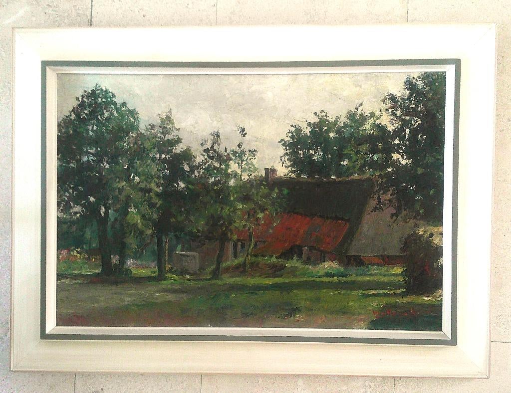 Boerderij in bosrijke omgeving - Wim Heinecke 1895-1978, Ophalen of Verzenden