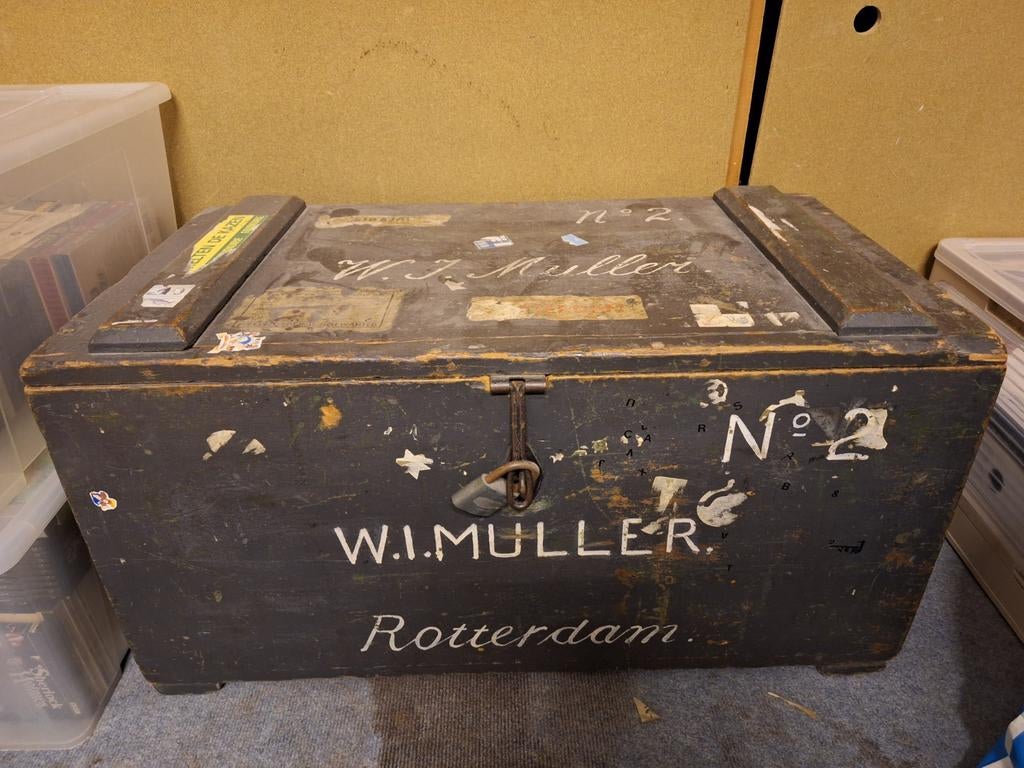 Scheepskist Nederlands Indië naar Nederland, Huis en Inrichting, Woonaccessoires | Kisten, Gebruikt, Minder dan 50 cm, Minder dan 50 cm