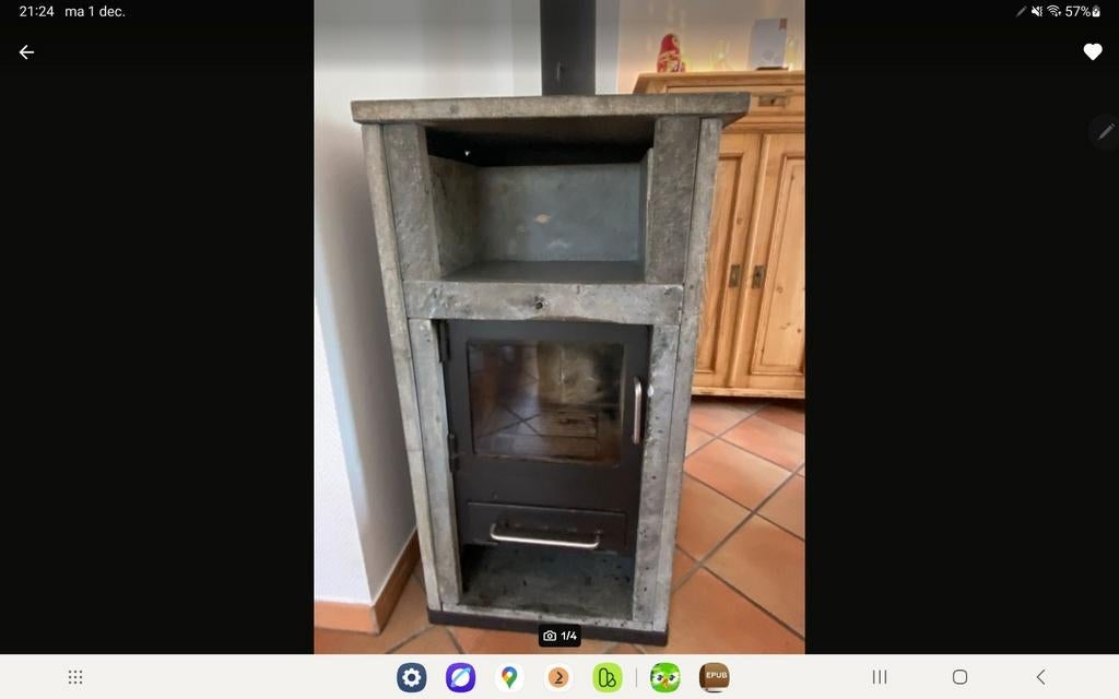 Speksteen kachel 6 kw met gratis bodem plaat en haardset, Ophalen, Gebruikt, Hout, Houtkachel