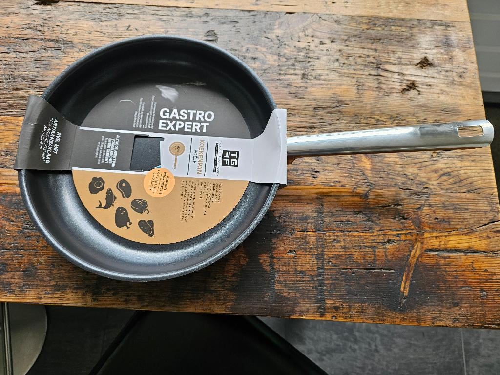 Nieuwe RVS koekenpan met anti aanbaklaag, Huis en Inrichting, Nieuw, Ophalen of Verzenden, Rvs, Keramische plaat