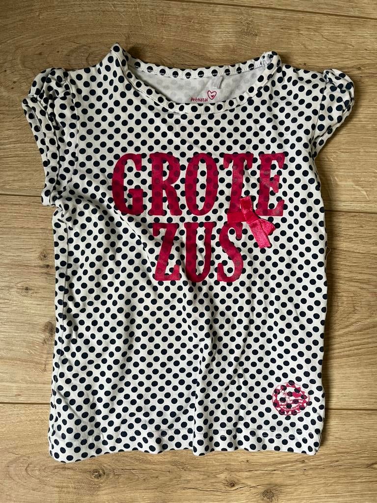 Meisjes t-shirt grote zus maat 92, Ophalen of Verzenden, Zo goed als nieuw, Meisje, Shirt of Longsleeve