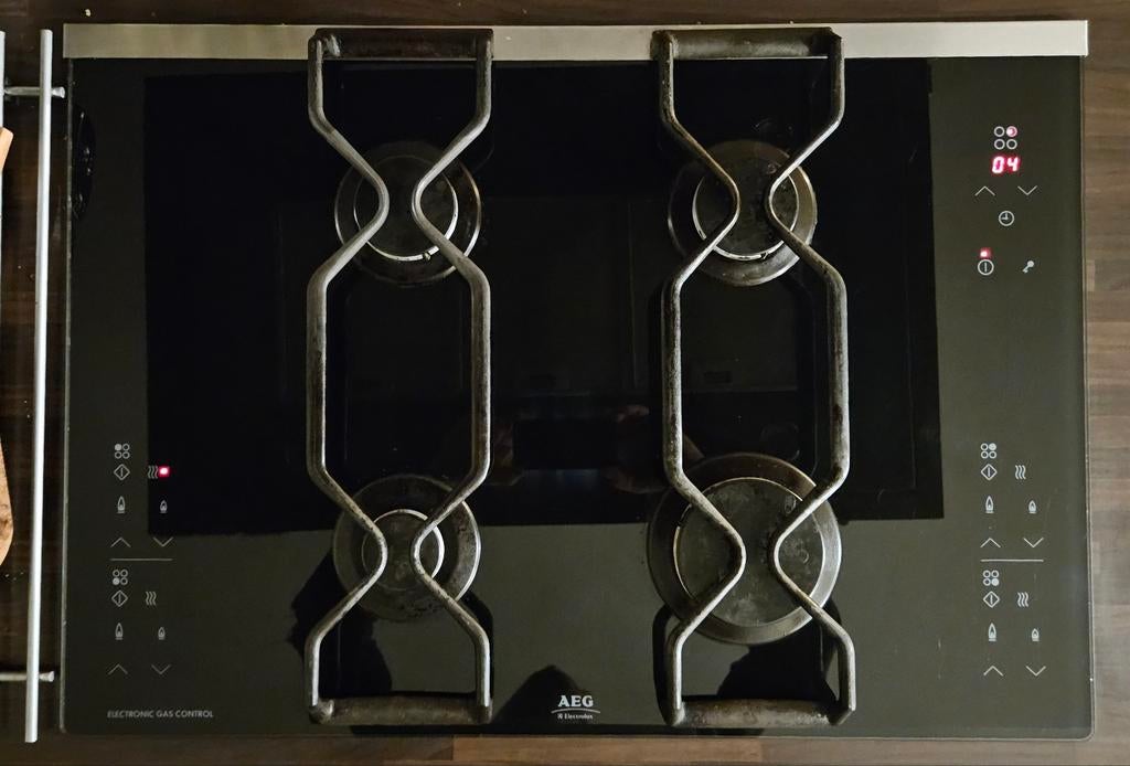 AEG Gaskookplaat met tiptoets bediening, Witgoed en Apparatuur, Kookplaten, Gebruikt, Inbouw, Gas, 4 kookzones