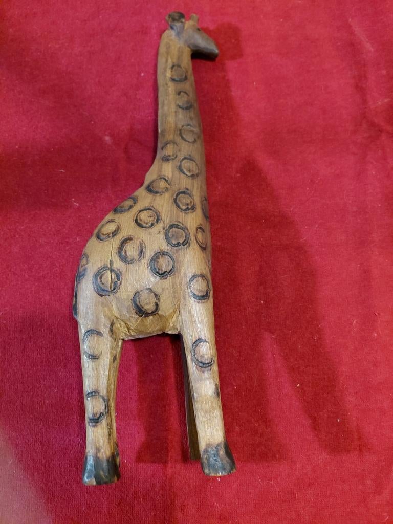 Houten Giraffe Beeldje - Handgesneden Decoratie, Antiek en Kunst, Ophalen of Verzenden