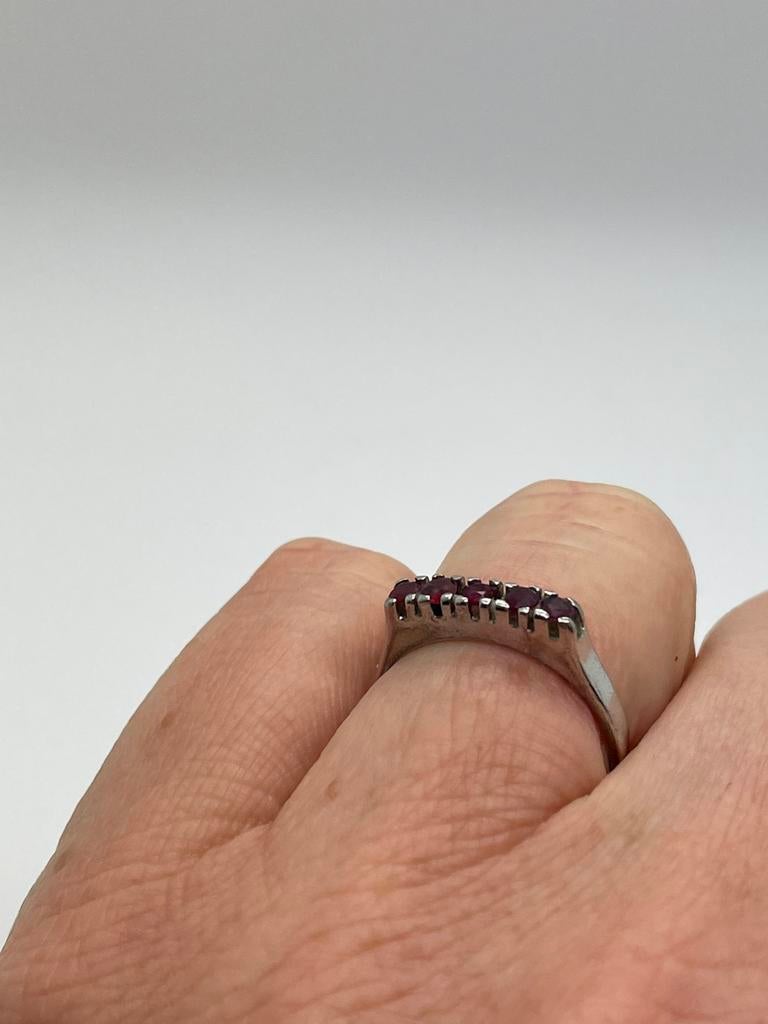 D282 Prachtige zilveren ring roze saffier (verstelbaar), Ophalen of Verzenden, Zilver, Ring, Met edelsteen