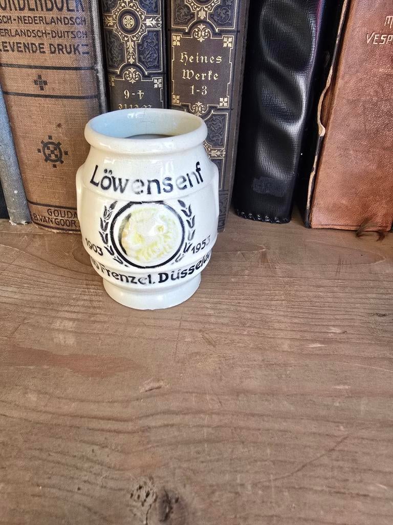 Vintage Löwensenf mosterdpotje - 1903-1953, Antiek en Kunst, Curiosa en Brocante, Ophalen of Verzenden