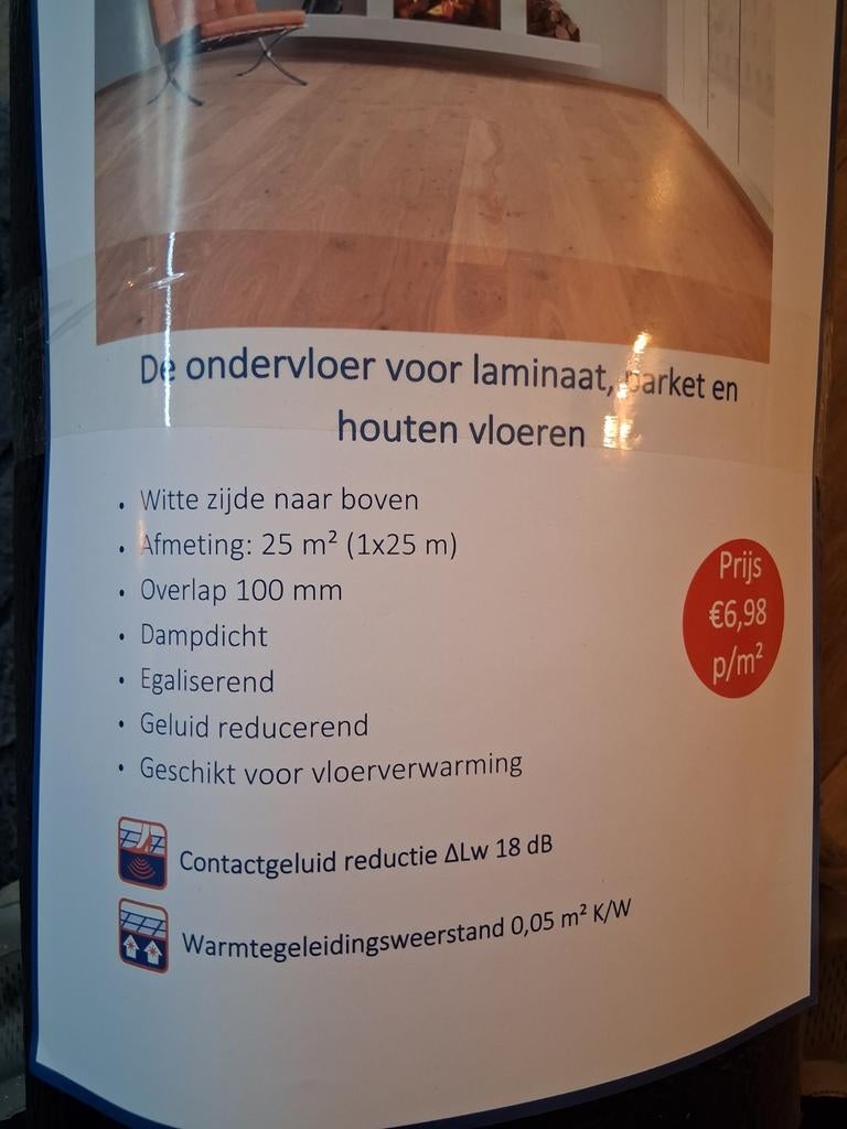 ondervloer voor laminaat, parket en houten vloeren 2x 25m², Ophalen, Nieuw, Grijs, 25 tot 50 m²