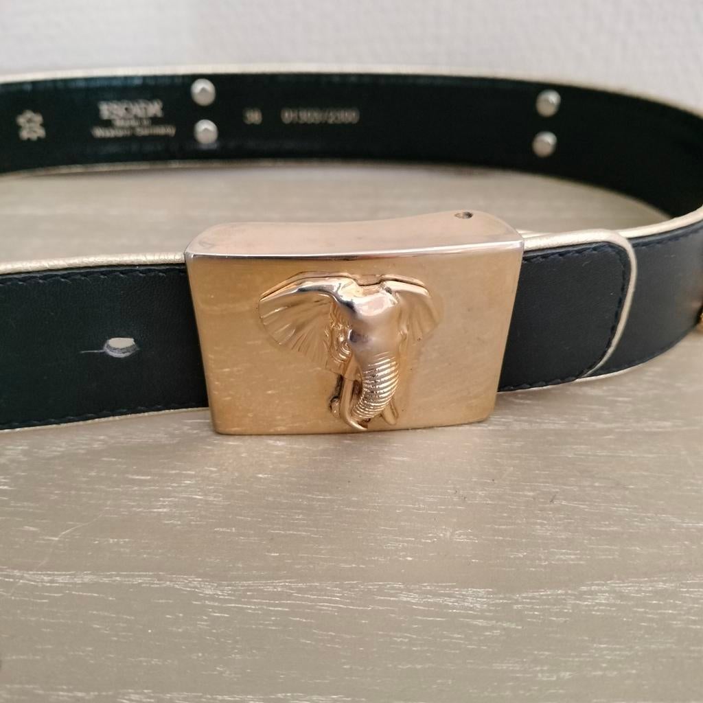 Vintage Escada Leren Riem, Ophalen, 80 tot 90 cm, 3 tot 5 cm, Gedragen