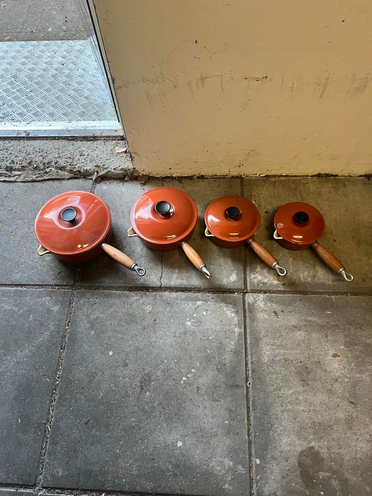 Le Creuset pannen set van 4, Ophalen, Gebruikt, Gietijzer, Pannenset