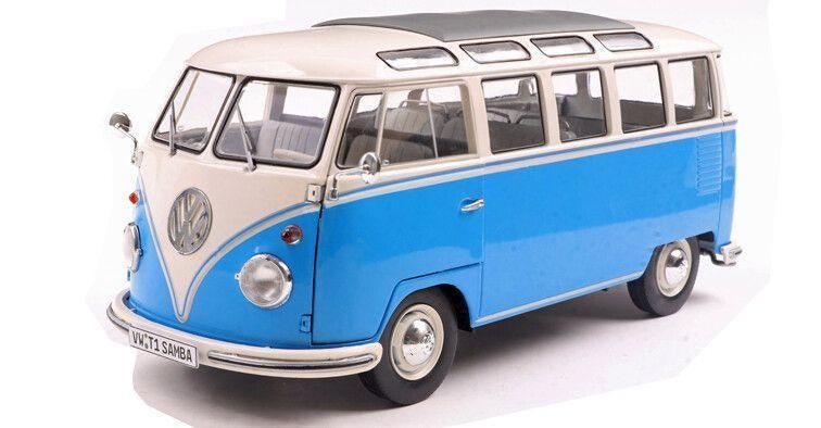 Solido Volkswagen T1 Samba – 1962 – Blauw/Wit – 1:18, Ophalen of Verzenden, Nieuw, Auto, Solido