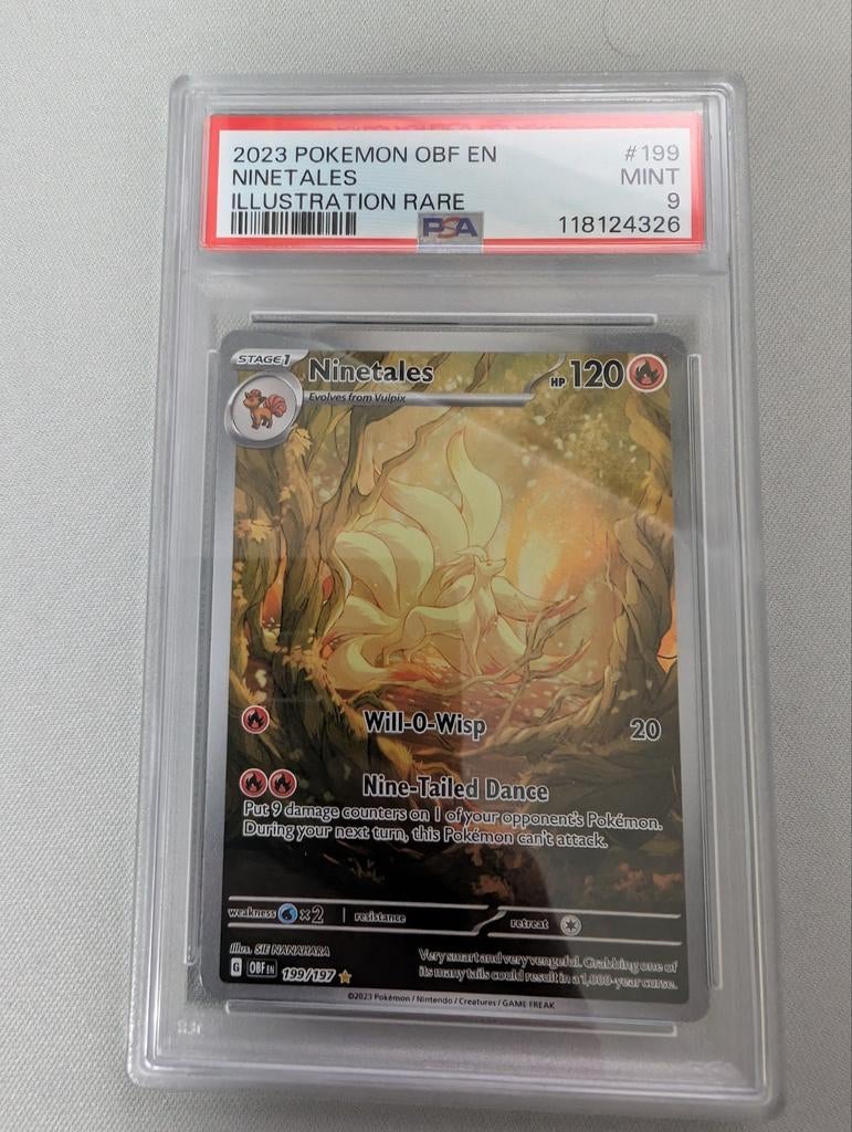 Ninetales OBF 199 PSA 9 Pokemon Kaart, Hobby en Vrije tijd, Verzamelkaartspellen | Pokémon, Ophalen of Verzenden, Zo goed als nieuw