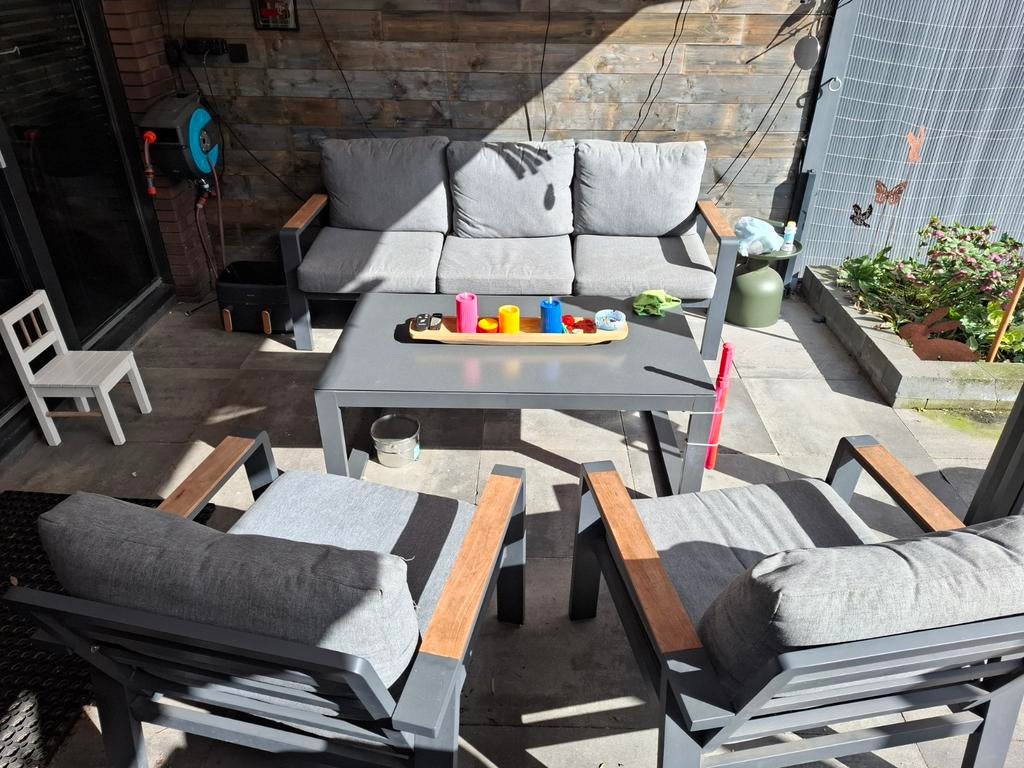 Loungeset aluminium 5 persoons, Ophalen, Aluminium, Bank