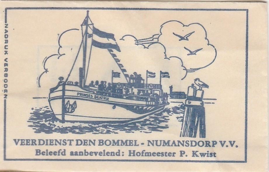 veerdienst Den Bommel - Numansdorp - hofmeester P Kwist, Ophalen of Verzenden