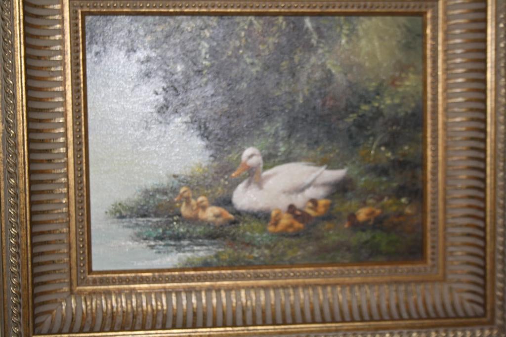 Schilderij van J. Damstra. Eendjes, Antiek en Kunst, Ophalen