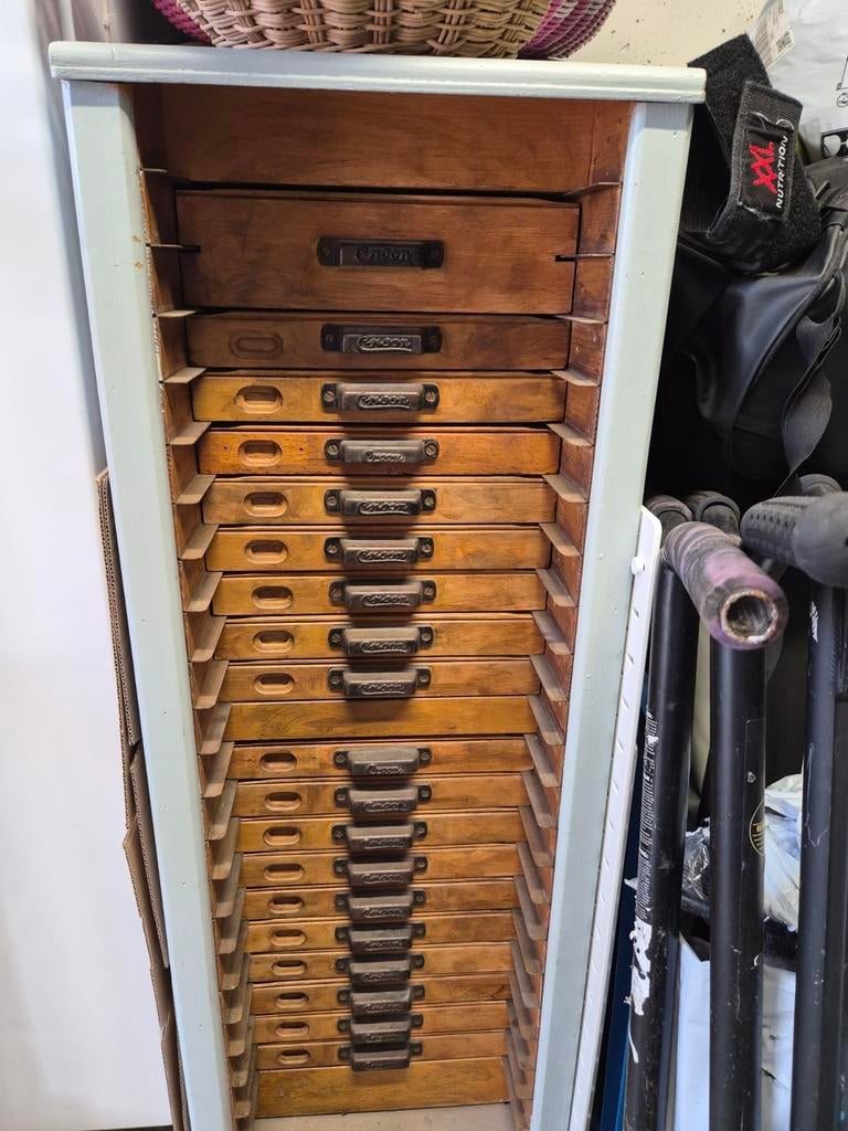 Antieke Letterkast Croon - Vintage Houten Drukkerijkast, Ophalen