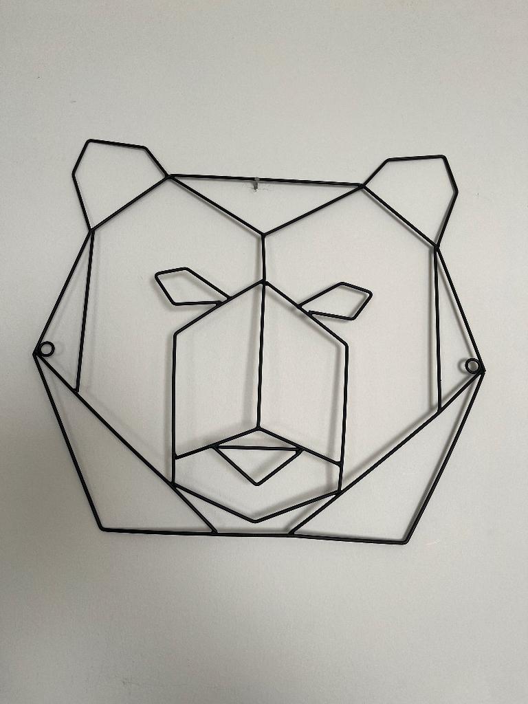 3D dierenkop / geometrische beer wanddecoratie metaal, Ophalen of Verzenden