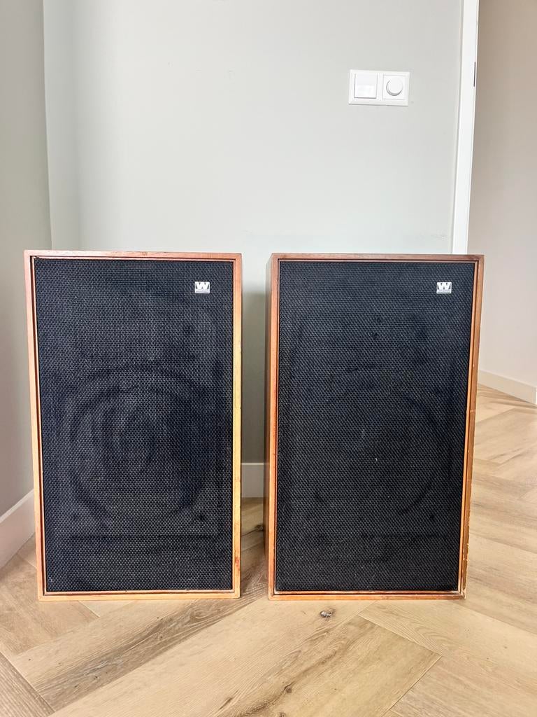 Wharfedale Dovedale III vintage high end speakers., Gebruikt, Minder dan 60 watt, Front, Rear of Stereo speakers, Ophalen