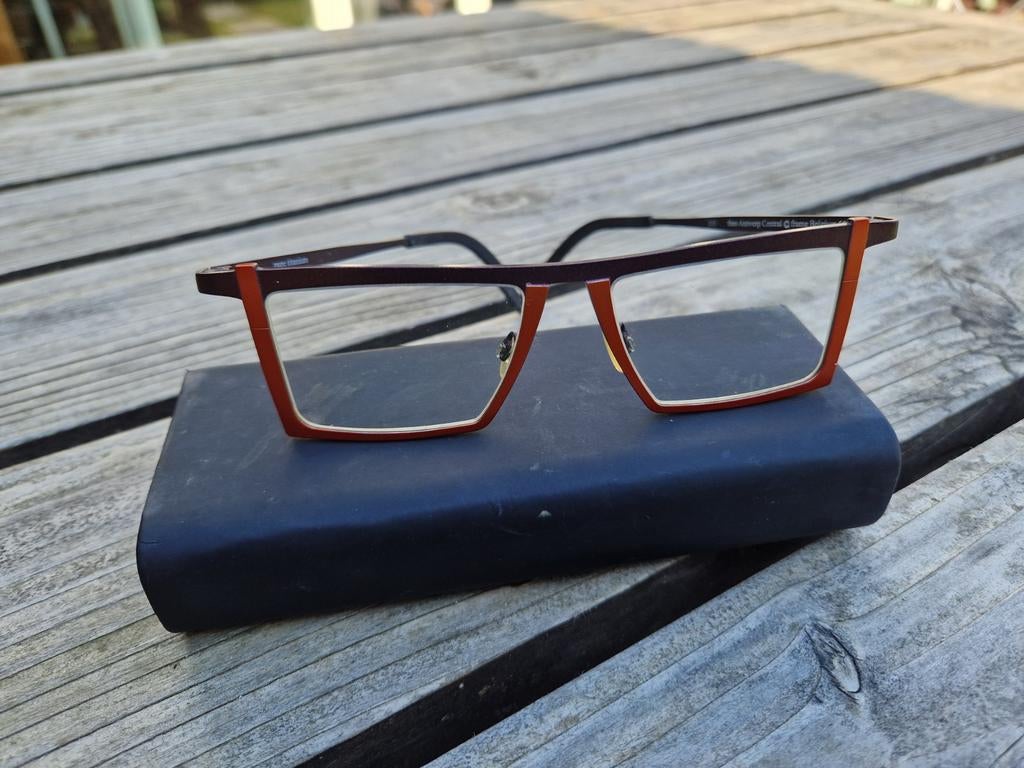 Theo designbril - Uniek en stijlvol montuur, Overige merken, Gebruikt, Oranje, Ophalen of Verzenden