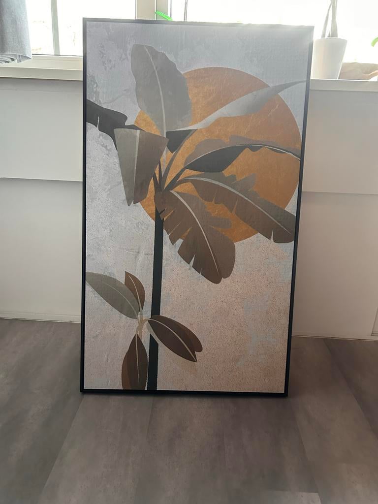 Schilderij met planten en zon, Ophalen of Verzenden