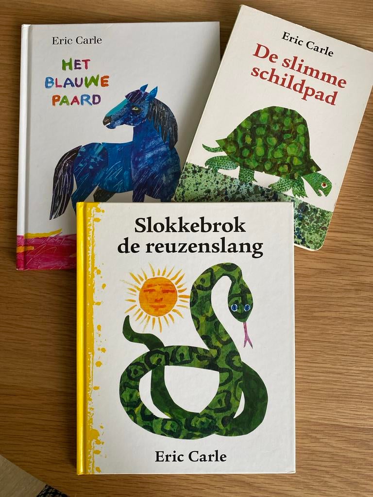 3 Eric Carle boeken: Het blauwe paard, De slimme schildpad, Ophalen of Verzenden, Gelezen, Fictie algemeen