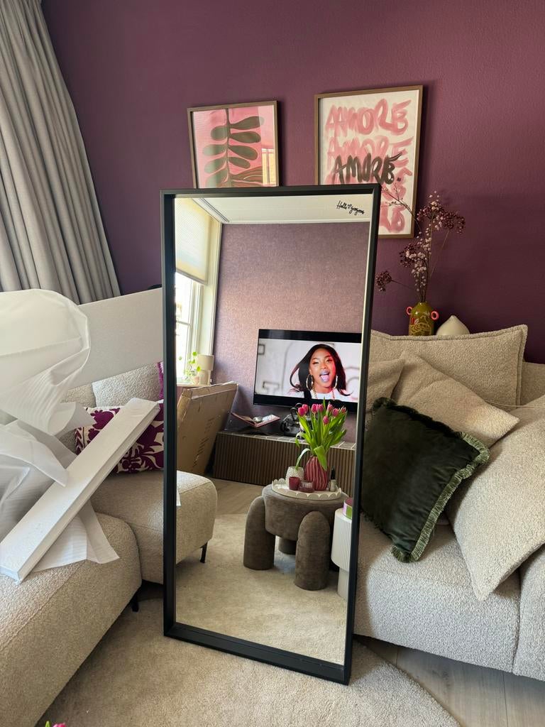 Nissedal IKEA spiegel 65x150cm met zwarte lijst, Ophalen, Gebruikt, 100 tot 150 cm, Rechthoekig