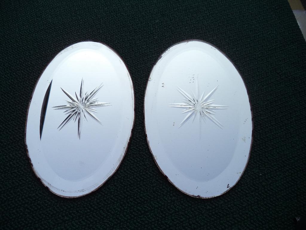 brocante antieke ovale spiegeltjes met sterslijpsel, Verzenden, Ovaal, Minder dan 50 cm
