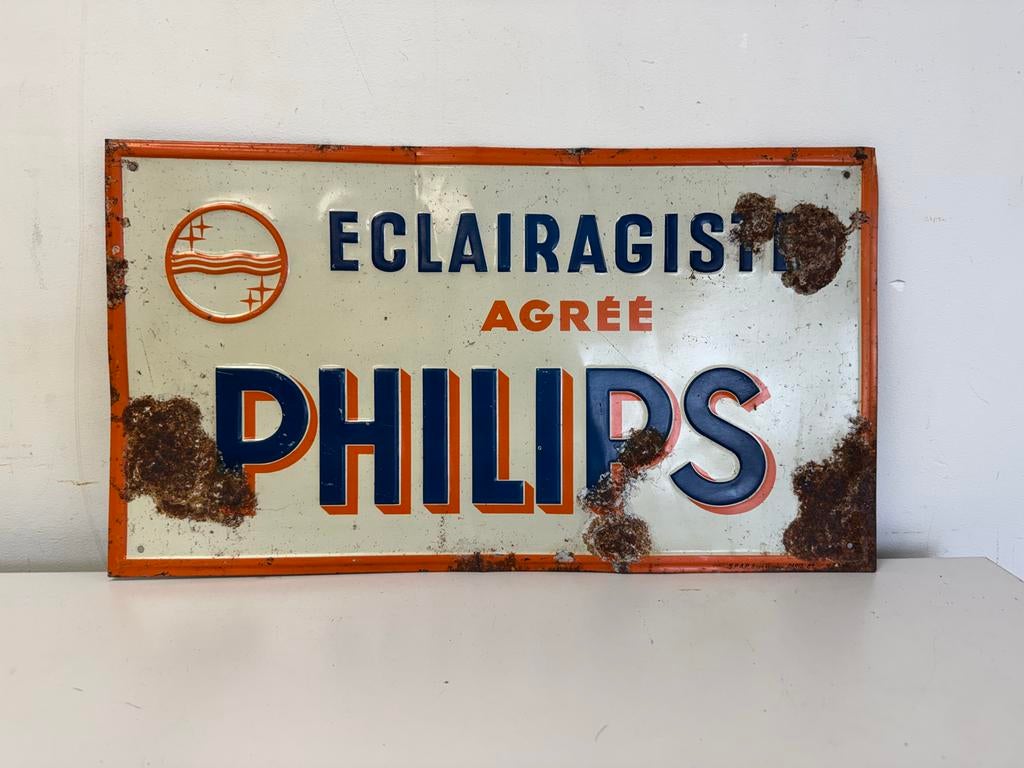 Oud Philips reclamebord, Verzamelen, Ophalen, Gebruikt, Reclamebord