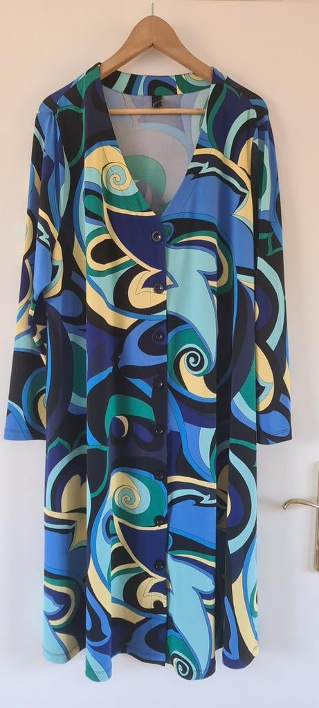 Nieuwe jurk Yoek plussize XL 50 / 52 travelstof travel zwart, Yoek, Blauw, Jurk, Nieuw