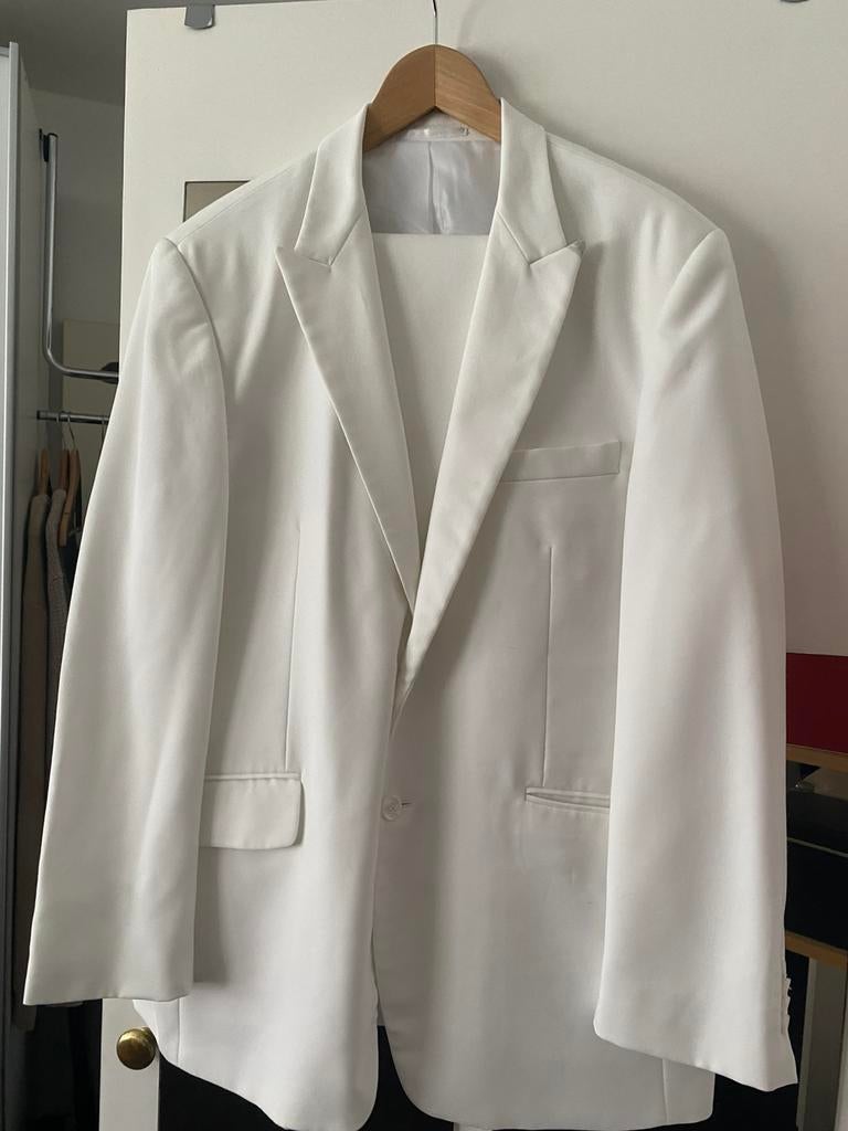 Karnavalspak, Kleding | Heren, Kostuums en Colberts, Ophalen, Zo goed als nieuw, Maat 52/54 (L), Wit