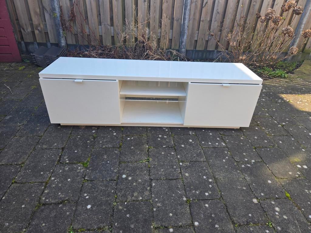 Witte TV-meubel / Dressoir met opbergruimte, Ophalen, Overige materialen, Gebruikt, 100 tot 150 cm