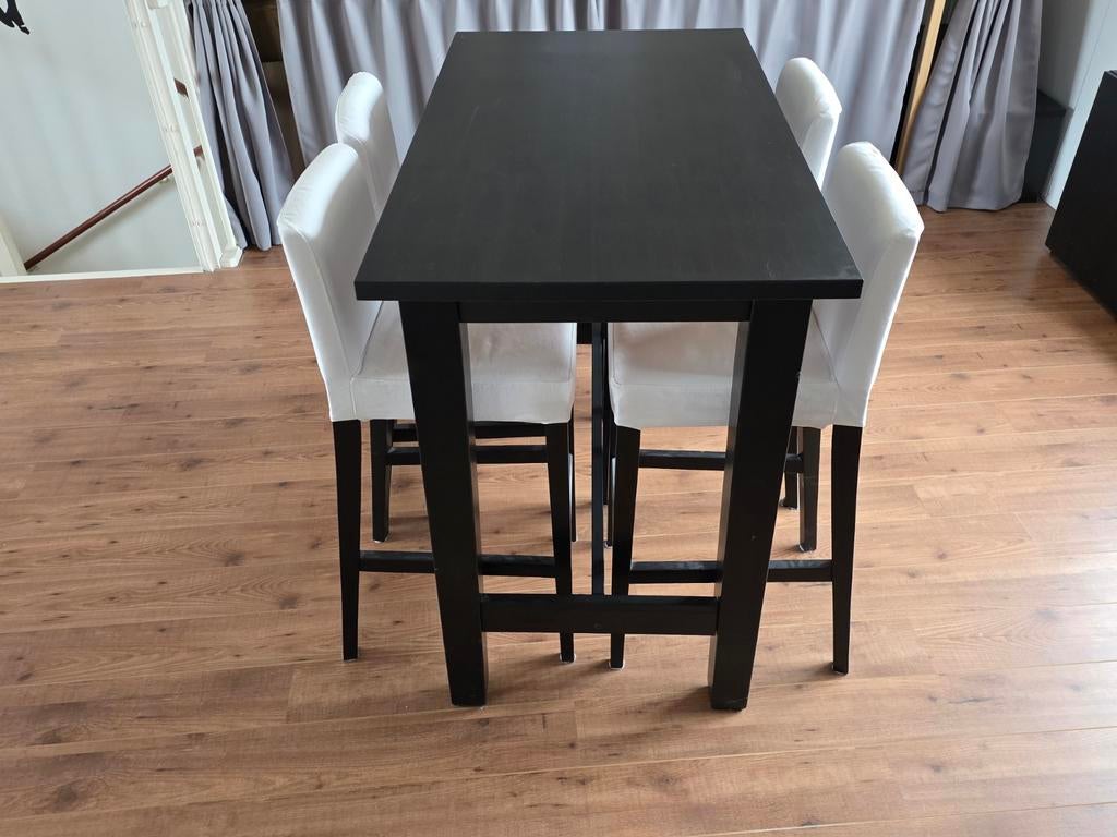 IKEA STORNÄS Massief Houten Bartafelset (Zwart-bruin), Ophalen, Gebruikt, 100 tot 150 cm, Modern, Scandinavisch