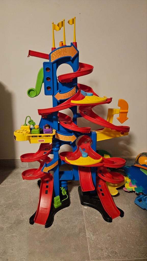 Fisher Price Little People auto racebaan met 2 autos, Ophalen of Verzenden, Zo goed als nieuw, Auto