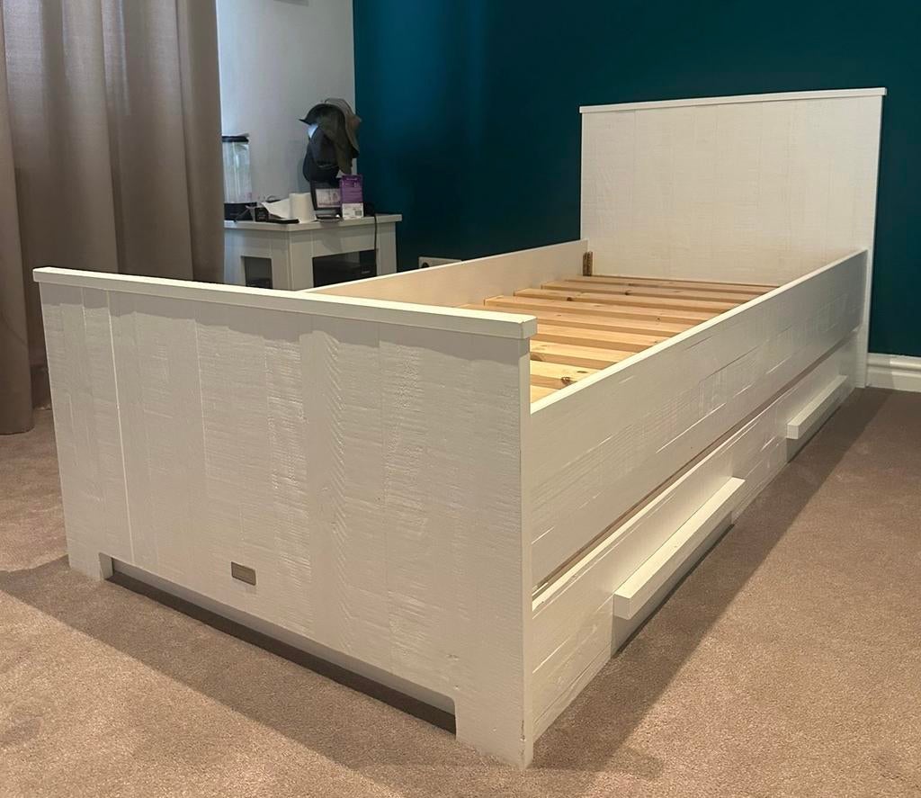 Coming bed met Auping matras en uitschuifbaar logeerbed, Ophalen, Gebruikt, 90 cm, Eenpersoons