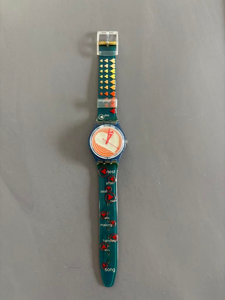 Swatch Valentine horloge, Sieraden, Tassen en Uiterlijk, Horloges | Kinderen, Nieuw, Jongen of Meisje, Blauw, Ophalen of Verzenden