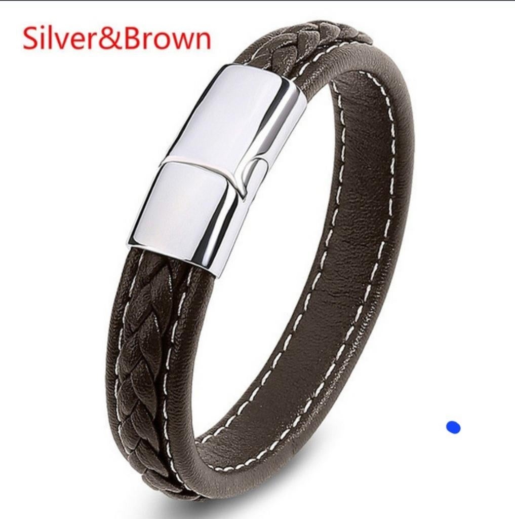 Stoere leren armband., Ophalen of Verzenden, Nieuw, Bruin, Leer