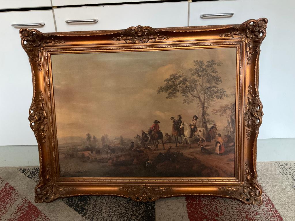 Schilderijprint op doek  in mooie oude lijst, Ophalen