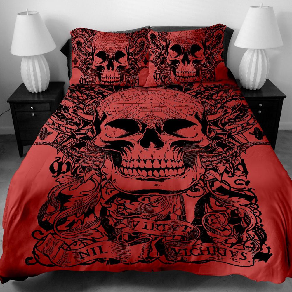Rood Doodskop Dekbedovertrek / Skull Doodshoofd Skulls, Verzenden, Dekbedovertrek, Rood, Nieuw