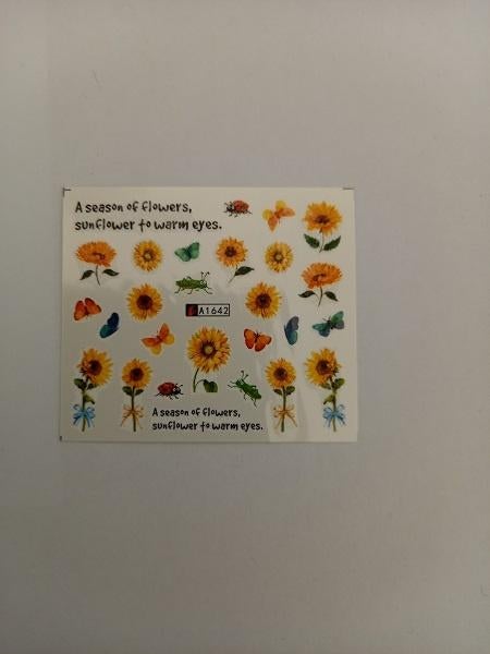 Velletje nagel water decals stickers A1642 zonnebloem, Verzenden, Geel, Nieuw, Handen en Nagels