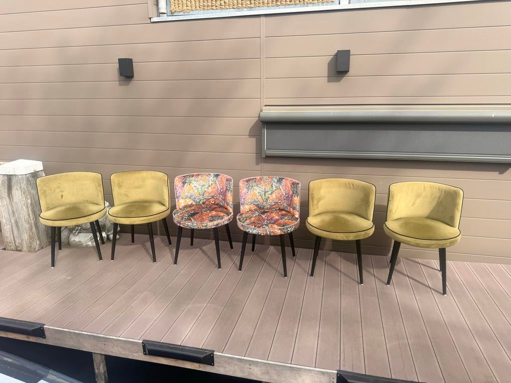 Colmore eetkamerstoelen, 4 groen, 2 met jungle motief, Ophalen, Overige kleuren, Zo goed als nieuw, Stof