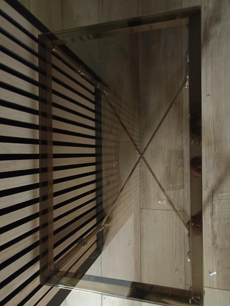 Retro tafeltje met rook glas, 45 tot 60 cm, Verzenden, 55 tot 75 cm, Rechthoekig