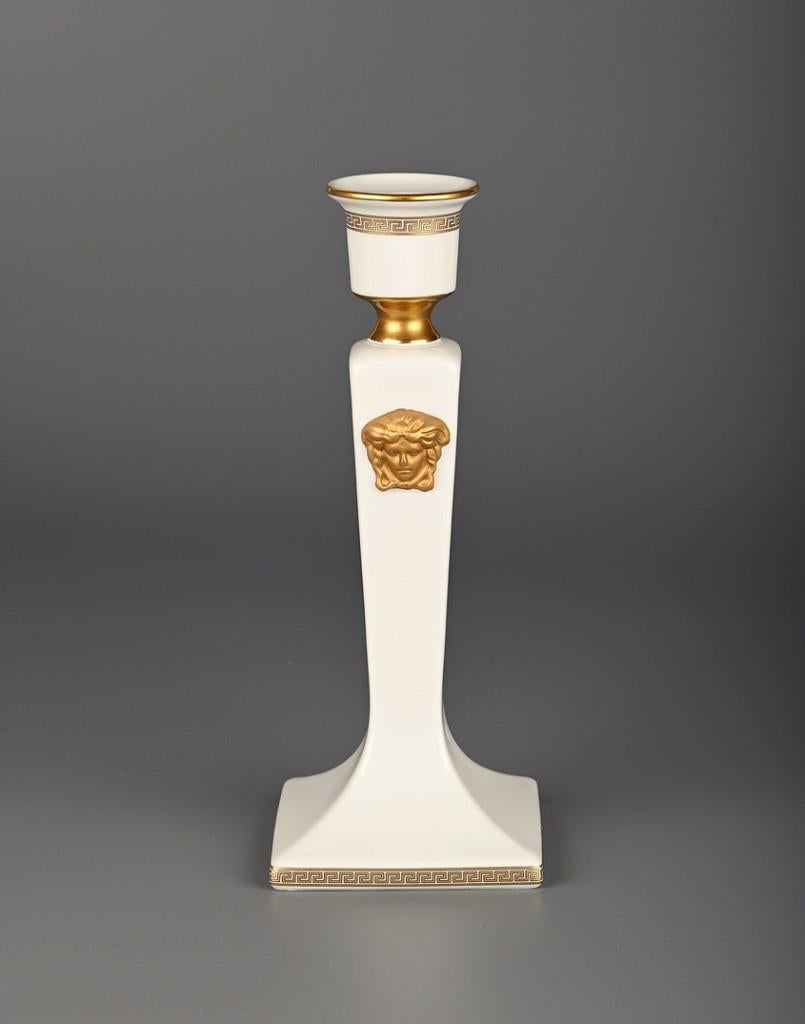 Versace medusa gorgona kandelaar, wit en goud, Rosenthal, Overige materialen, Wit, Nieuw, Ophalen of Verzenden
