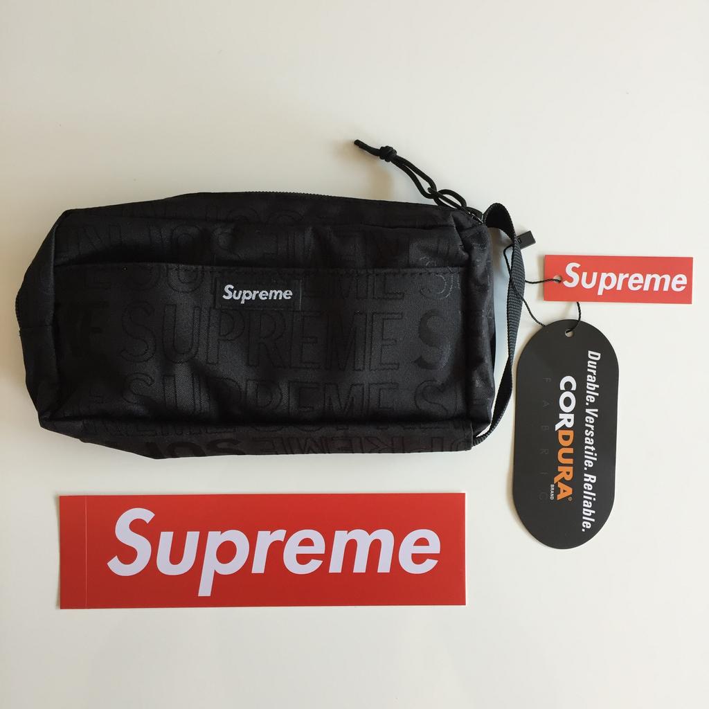 Zwarte Supreme toiletry bag toilettas handig handvat, Ophalen of Verzenden, Nieuw, Zwart