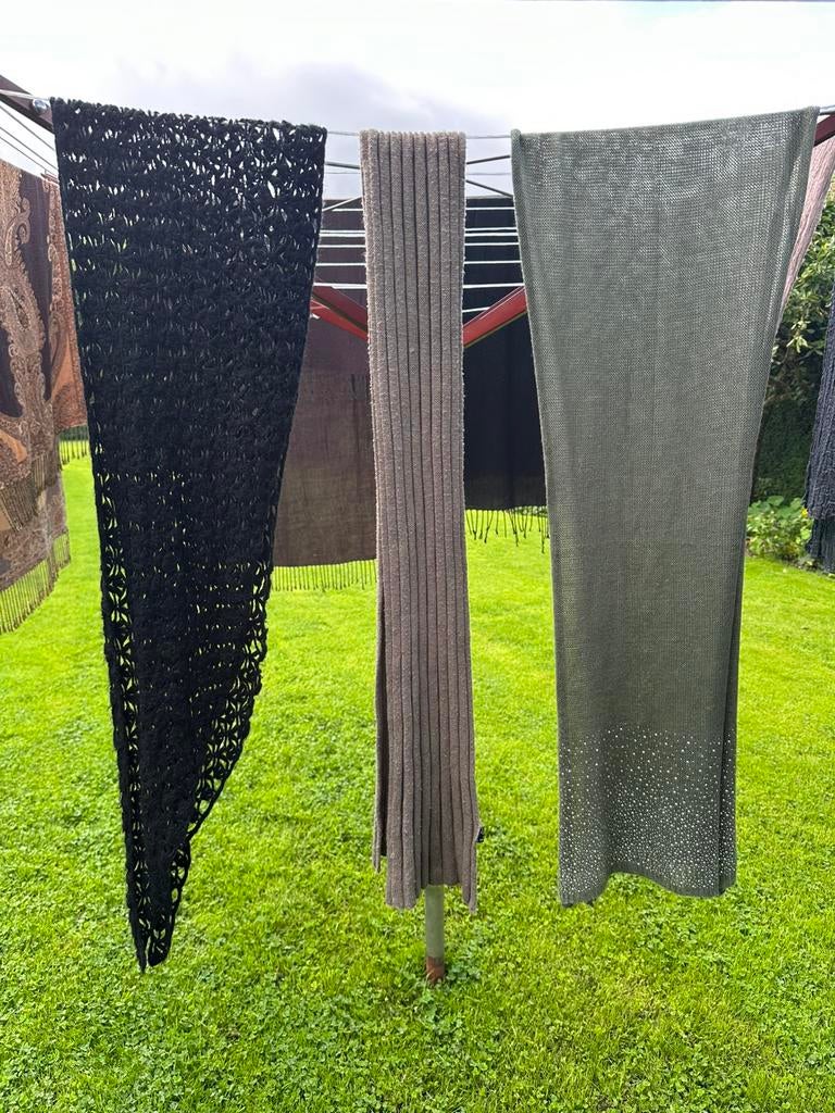 sjaals omslagdoek L2m x B50 wollig gebreid groen bruin zwart, Kleding | Dames, Mutsen, Sjaals en Handschoenen, Ophalen of Verzenden