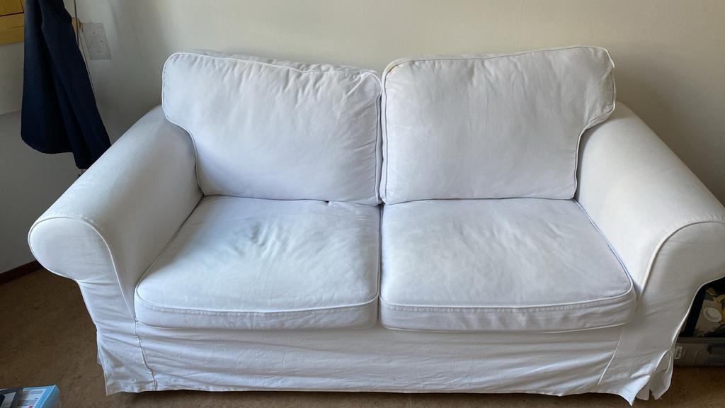 Witte Ikea Ektorp bank, Huis en Inrichting, Ophalen, Gebruikt, 150 tot 200 cm, Tweepersoons