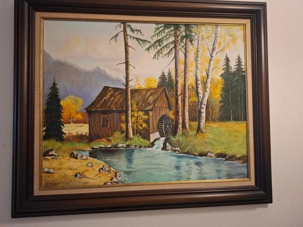 Mooie groot landschapschilderij met prachtige lijst!, Antiek en Kunst, Kunst | Schilderijen | Klassiek, Ophalen